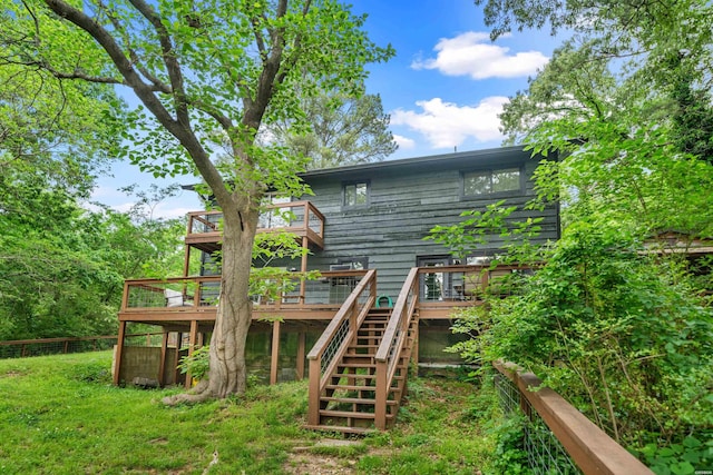 340 Vanadium Cir, Hot Springs, AR 71901 - back of house featuring fence, stairs, and a deck