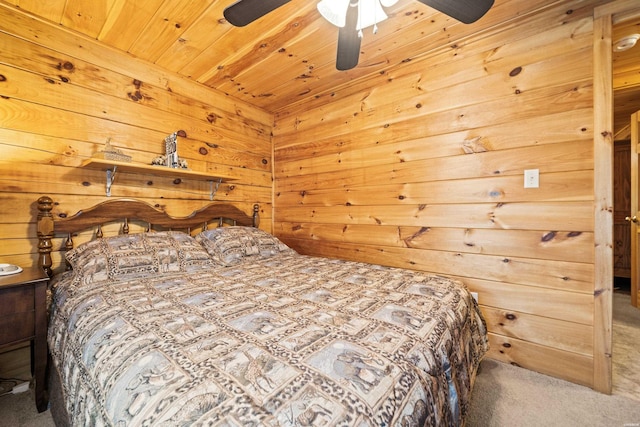 273 Alydar Trl, Hot Springs, AR 71901 - carpeted bedroom with wooden walls, ceiling fan, and wood ceiling
