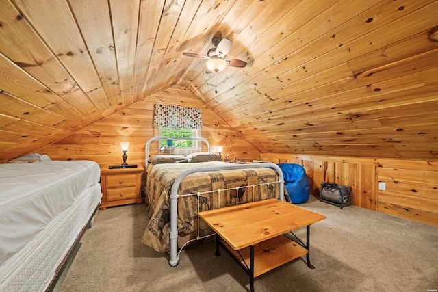 273 Alydar Trl, Hot Springs, AR 71901 - bedroom with wooden walls, carpet flooring, wooden ceiling, and vaulted ceiling