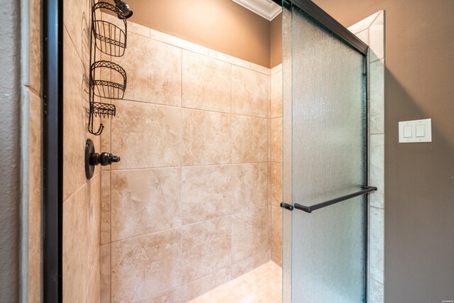 bathroom featuring a stall shower