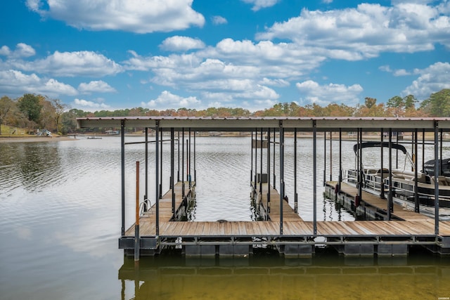 view of dock featuring a water view