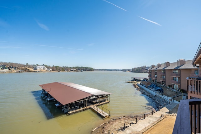 view of dock featuring a water view