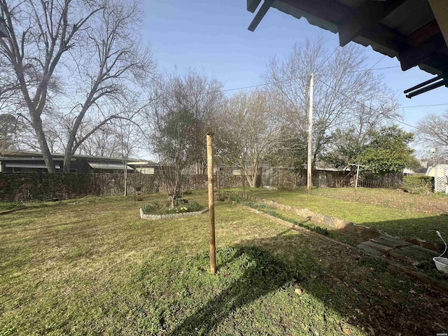 view of yard featuring a fenced backyard