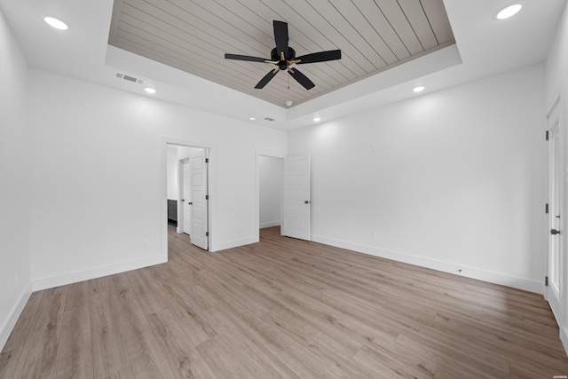 168 Krause Ln Unit A, Hot Springs, AR 71913 - unfurnished room featuring a raised ceiling, wood ceiling, recessed lighting, baseboards, and ceiling fan