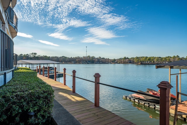 dock area featuring a water view