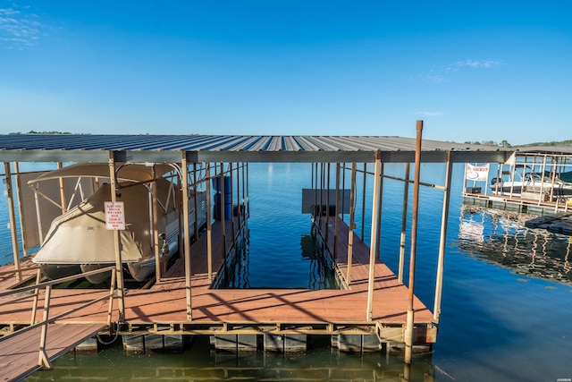 view of dock featuring a water view