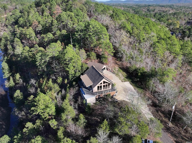 drone / aerial view with a forest view