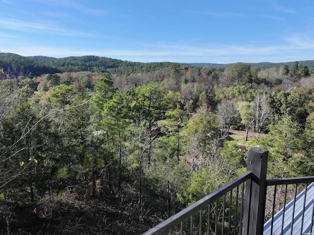 mountain view featuring a view of trees