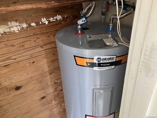 utility room with electric water heater