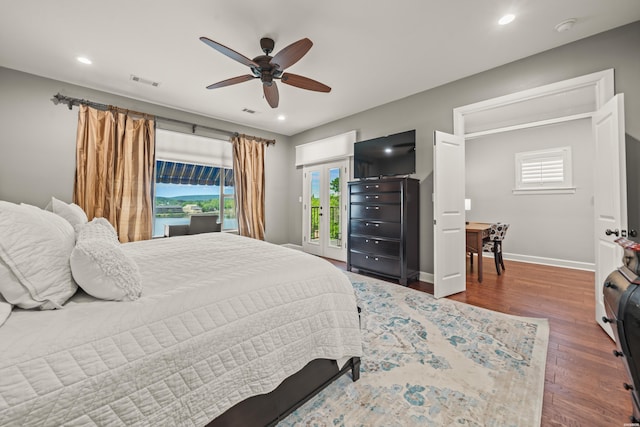 244 Bayou Pt Unit 401-B, Hot Springs, AR 71913 - bedroom featuring access to outside, multiple windows, recessed lighting, wood finished floors, and baseboards