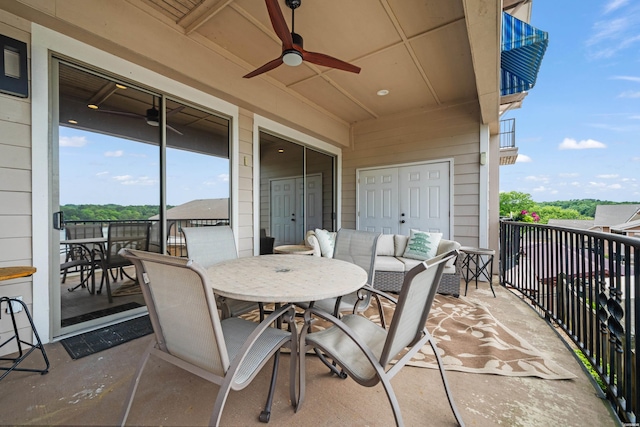 244 Bayou Pt Unit 401-B, Hot Springs, AR 71913 - view of patio with a ceiling fan, a balcony, and outdoor dining space