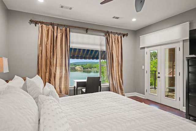 244 Bayou Pt Unit 401-B, Hot Springs, AR 71913 - bedroom featuring access to outside, french doors, wood finished floors, recessed lighting, and baseboards
