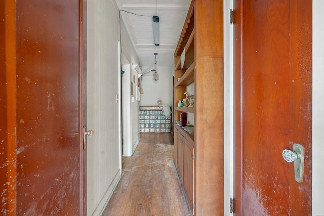 corridor with light wood finished floors