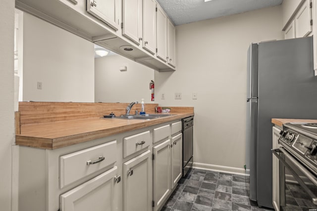 5371 Central Ave Unit 5H, Hot Springs, AR 71913 - kitchen with dishwasher, black range oven, butcher block countertops, and white cabinetry