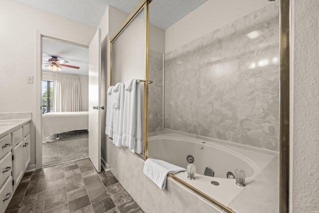 5371 Central Ave Unit 5H, Hot Springs, AR 71913 - ensuite bathroom featuring a ceiling fan, a textured ceiling, and vanity
