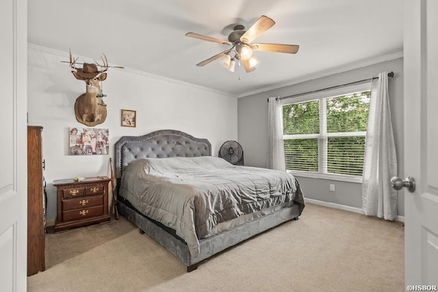 136 Ami Jo Dr, Hot Springs, AR 71913 - bedroom with carpet floors, ornamental molding, baseboards, and a ceiling fan