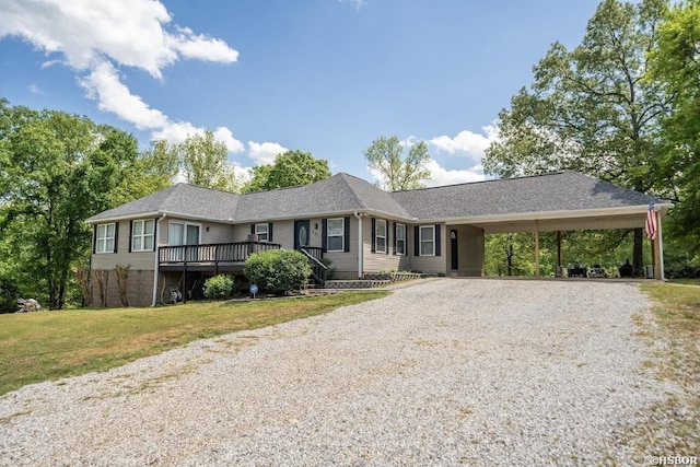 136 Ami Jo Dr, Hot Springs, AR 71913 - single story home featuring driveway, a front yard, a wooden deck, and a carport