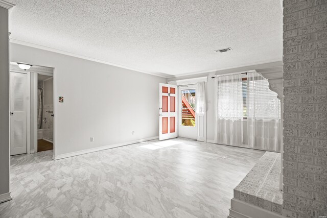 201 Audubon St Unit 1003, Hot Springs, AR 71913 - unfurnished room featuring crown molding, a textured ceiling, baseboards, and marble finish floors