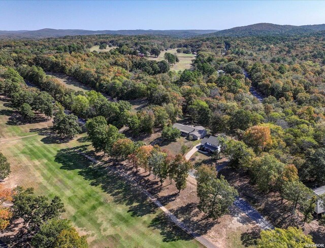 birds eye view of property with a forest view