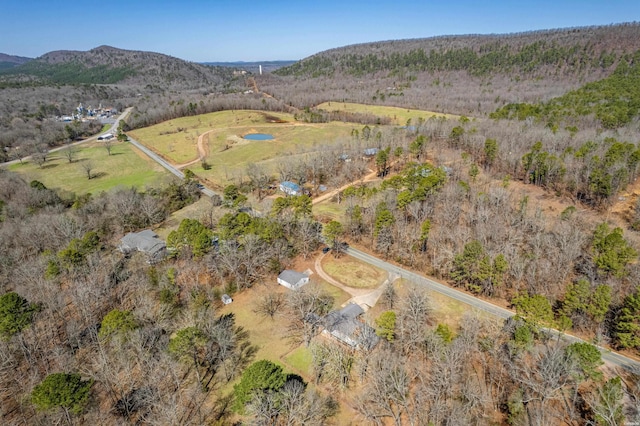 birds eye view of property featuring a mountain view