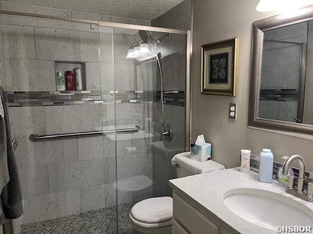 600 Higdon Ferry Rd, Hot Springs, AR 71913 - bathroom with vanity, a shower stall, and a textured ceiling
