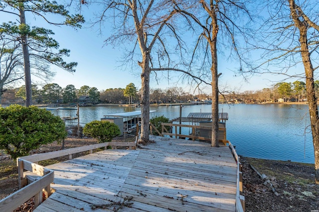 view of dock featuring a water view