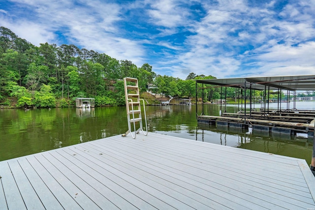 view of dock featuring a water view