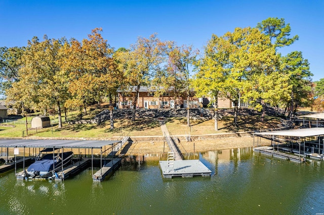 view of dock featuring a water view