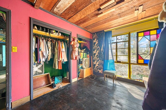 interior space featuring wood ceiling