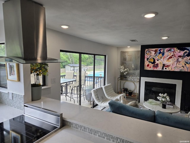 5371 Central Ave Unit 3C, Hot Springs, AR 71913 - living area with a fireplace and recessed lighting