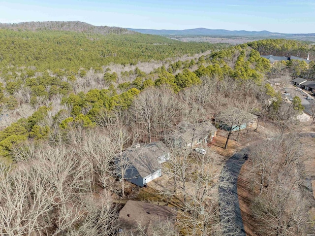 drone / aerial view featuring a mountain view