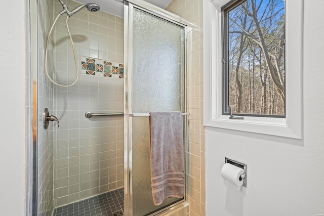 bathroom featuring a shower stall