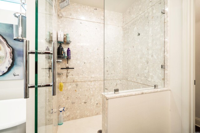 bathroom featuring walk in shower