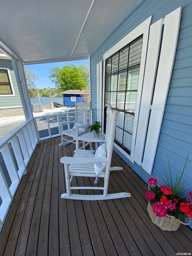 301 Kleinshore Rd Unit 17, Hot Springs, AR 71913 - wooden porch featuring a water view
