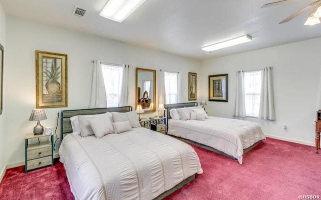 130,133,150 Treasure Isle Road, Hot Springs, AR 71913 - carpeted bedroom featuring visible vents, baseboards, and a ceiling fan