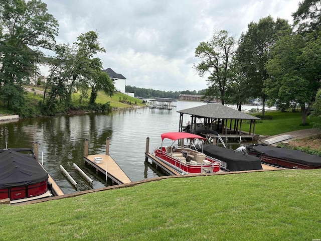 402 Halteria Ln Unit D, Hot Springs, AR 71913 - dock featuring a water view and a yard