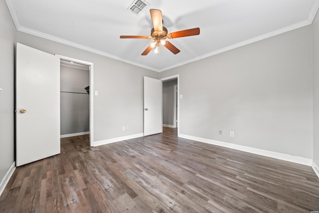1204 Marion Anderson Rd, Hot Springs, AR 71913 - unfurnished bedroom with visible vents, crown molding, and wood finished floors