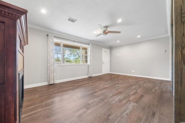 1204 Marion Anderson Rd, Hot Springs, AR 71913 - empty room with recessed lighting, visible vents, a ceiling fan, and ornamental molding