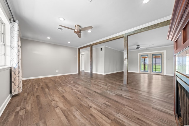 1204 Marion Anderson Rd, Hot Springs, AR 71913 - unfurnished living room featuring crown molding, a ceiling fan, and recessed lighting