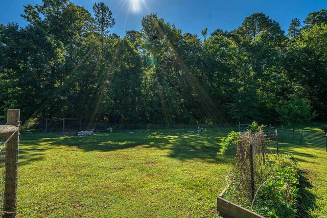 view of yard with a vegetable garden and fence