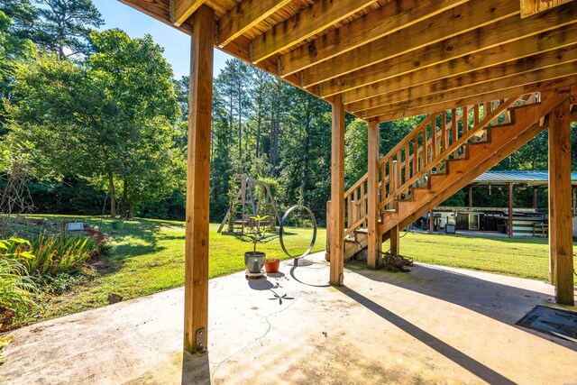 view of patio / terrace with stairway