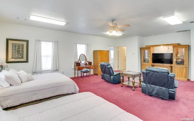 133 Treasure Isle Rd, Hot Springs, AR 71913 - bedroom with carpet, visible vents, ceiling fan, and multiple windows