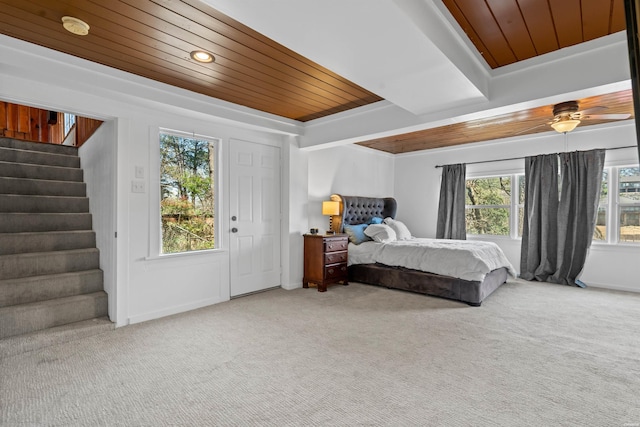 115 Ledgerwood Rd, Hot Springs, AR 71913 - bedroom with wood ceiling, light carpet, and recessed lighting