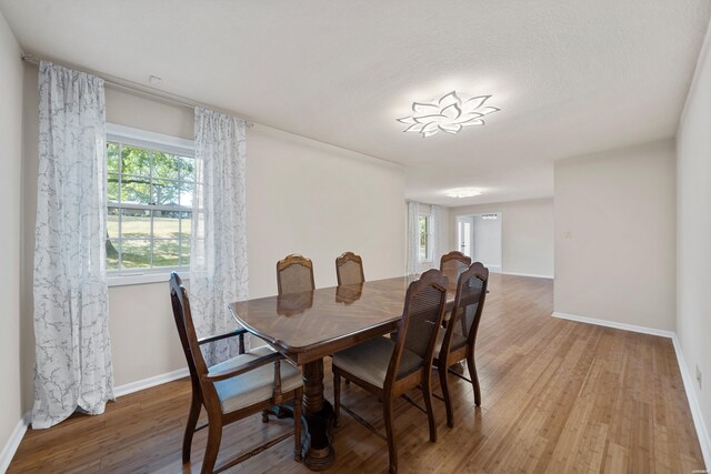 dining room featuring wood finished floors and baseboards