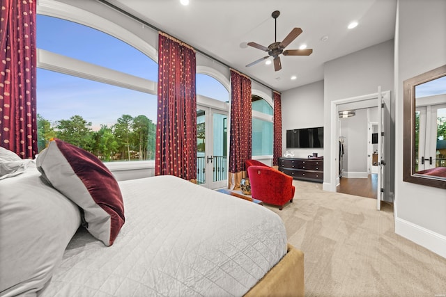 148 Catalina Cir, Hot Springs, AR 71913 - carpeted bedroom featuring french doors, recessed lighting, ceiling fan, and baseboards