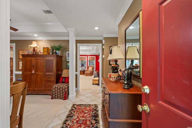 120 Southview Cir, Hot Springs, AR 71913 - foyer entrance featuring recessed lighting, crown molding, and light tile patterned floors
