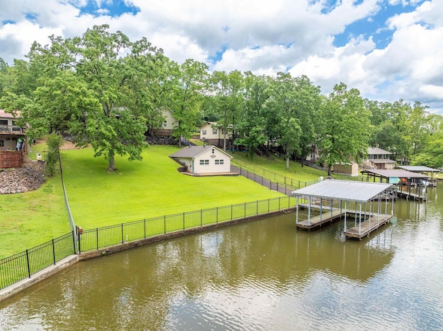 120 Southview Cir, Hot Springs, AR 71913 - dock featuring a water view, boat lift, and view of scattered trees