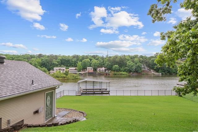 120 Southview Cir, Hot Springs, AR 71913 - view of yard with boat lift, a boat dock, and a water view