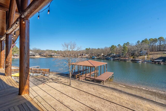 dock area featuring a water view