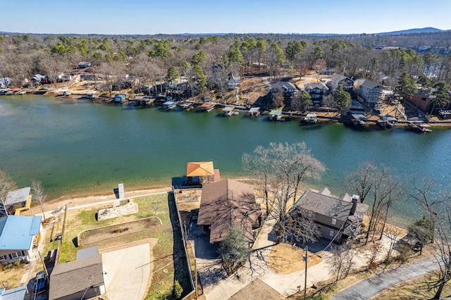 bird's eye view with a water view and a residential view